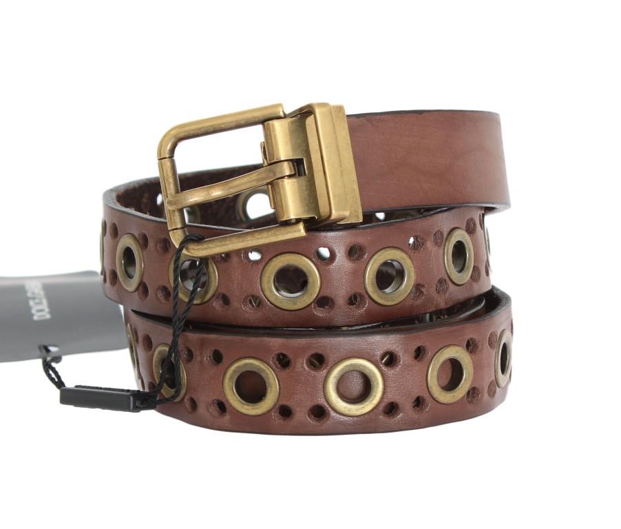 Brown Leather Gold Buckle Belt