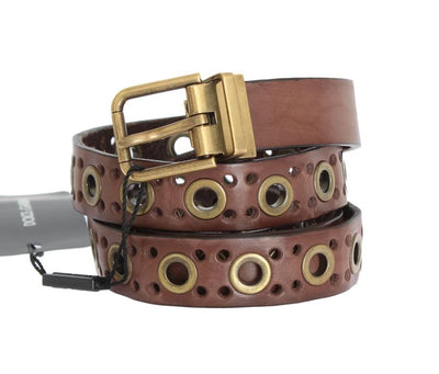 Brown Leather Gold Buckle Belt