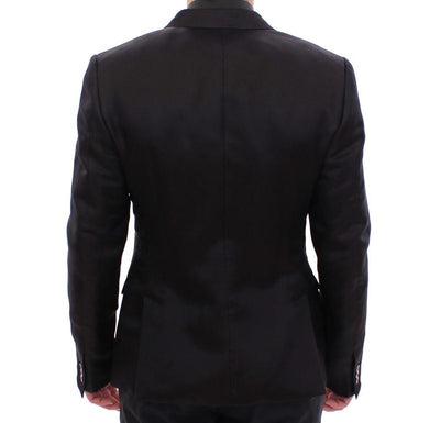 Brown silk slim fit blazer