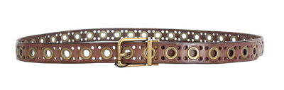 Brown Leather Gold Buckle Belt
