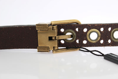 Brown Leather Gold Buckle Belt