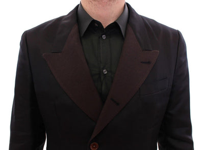 Brown silk slim fit blazer