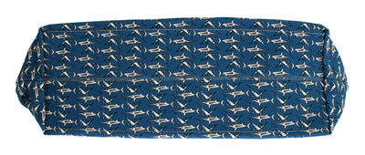 Blue Shark Print Cotton Denim Shopping Bag