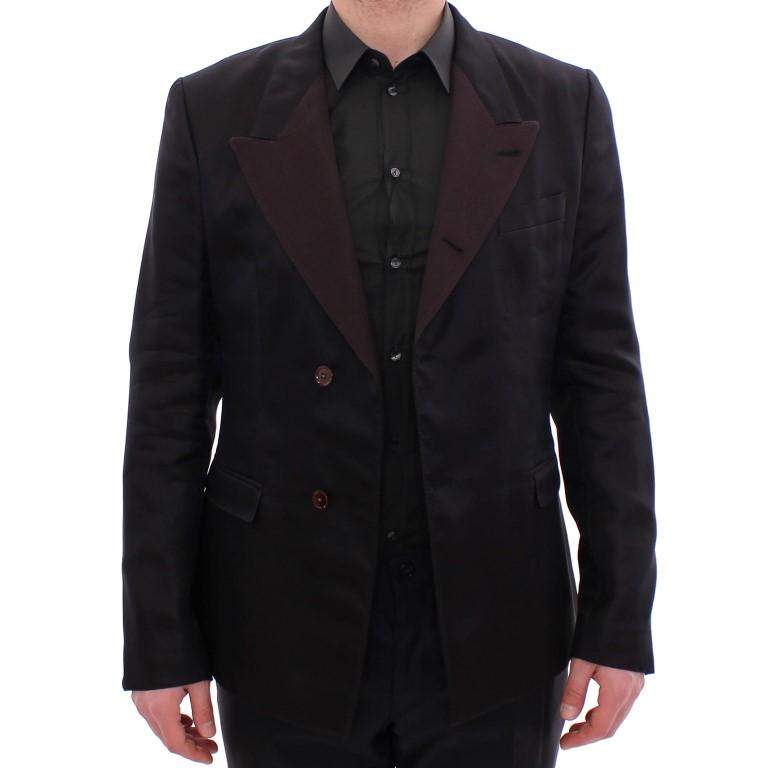 Brown silk slim fit blazer