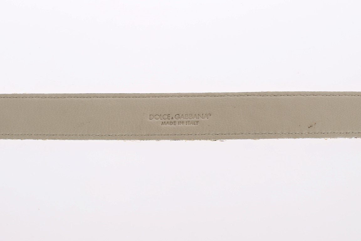 Gold Beige Brocade Cotton Leather Waist Belt