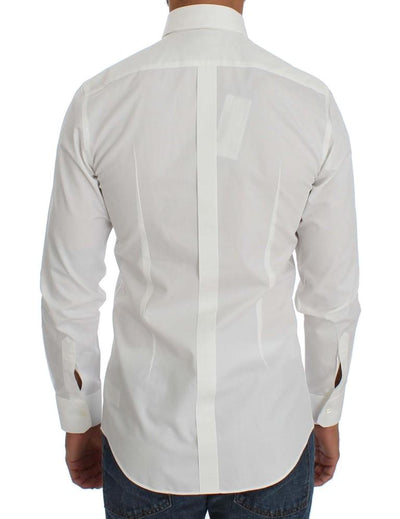 White Cotton Silk GOLD Slim Fit Shirt