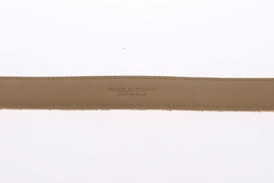 Gold Beige Brocade Cotton Leather Waist Belt