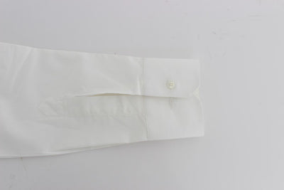 White Cotton Silk GOLD Slim Fit Shirt