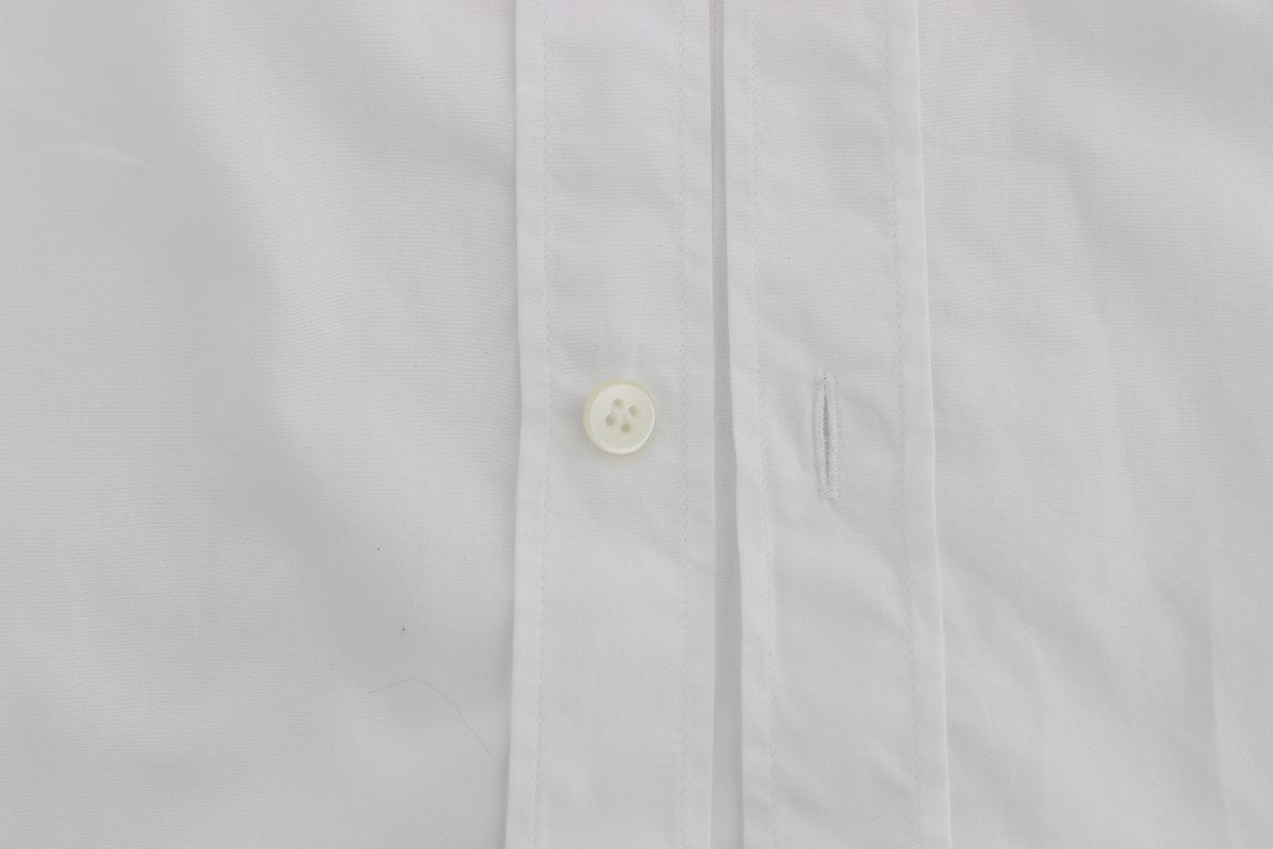 White Cotton Dress GOLD Slim Fit Shirt