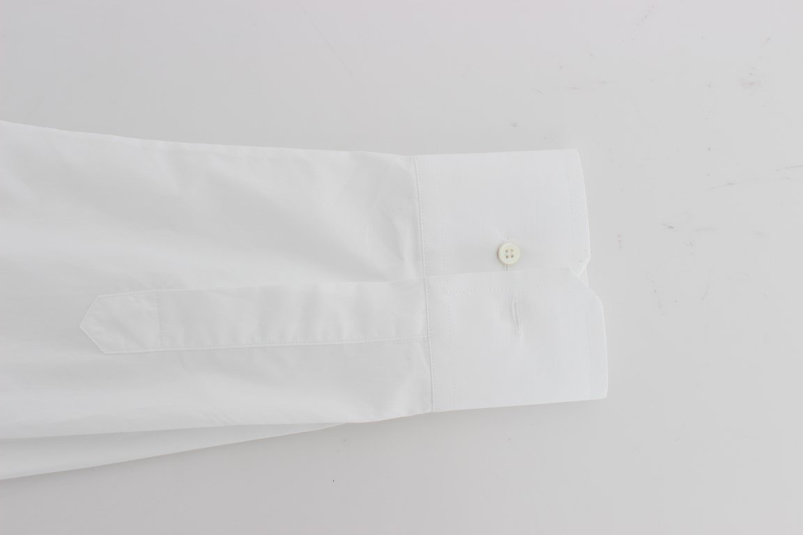 White Cotton Dress GOLD Slim Fit Shirt