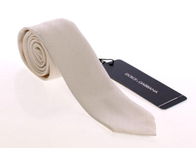White Silk Pattern Slim Neck Tie