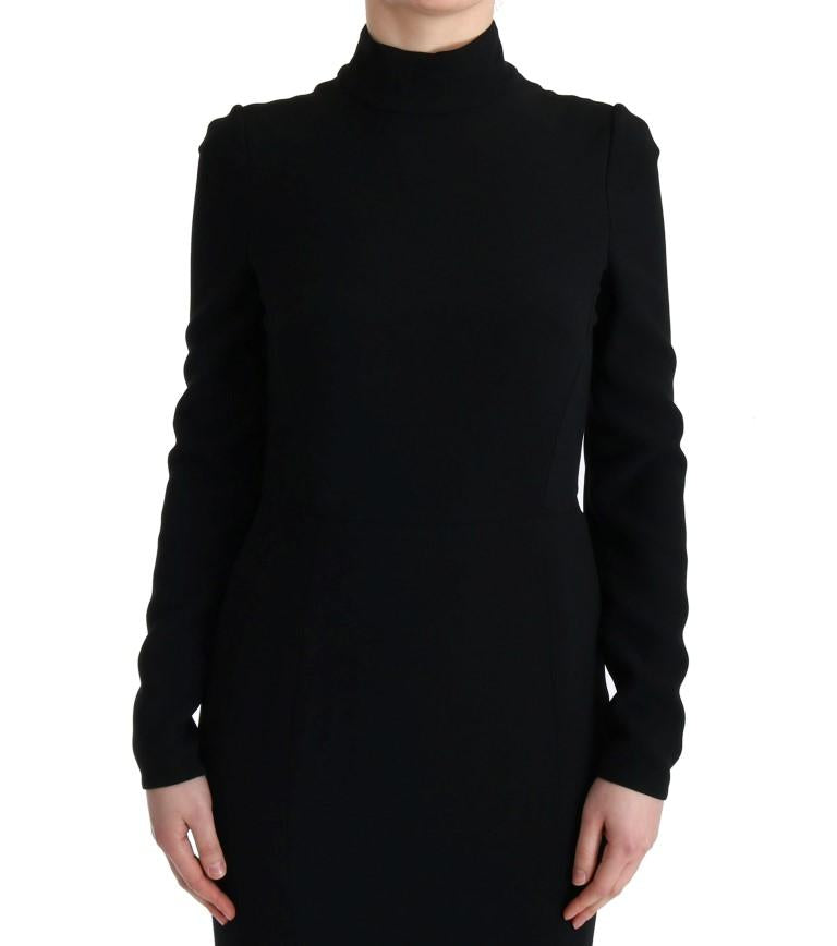 Black Stretch Long Gown Sheath Dress