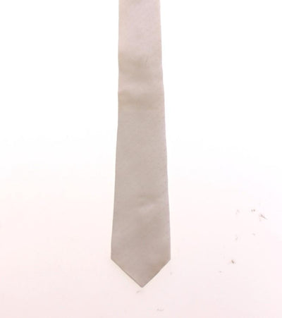 White Silk Pattern Slim Neck Tie