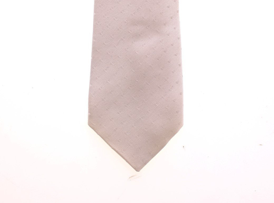 White Silk Pattern Slim Neck Tie