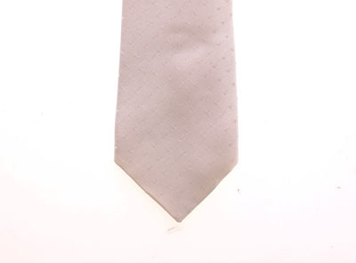 White Silk Pattern Slim Neck Tie