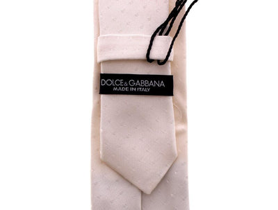 White Silk Pattern Slim Neck Tie