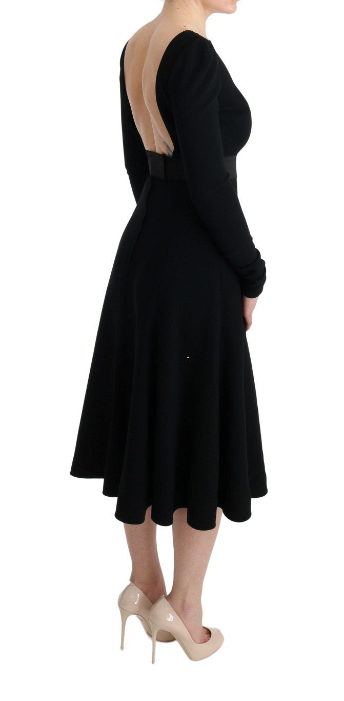 Black Stretch Lace Gown Sheath Dress