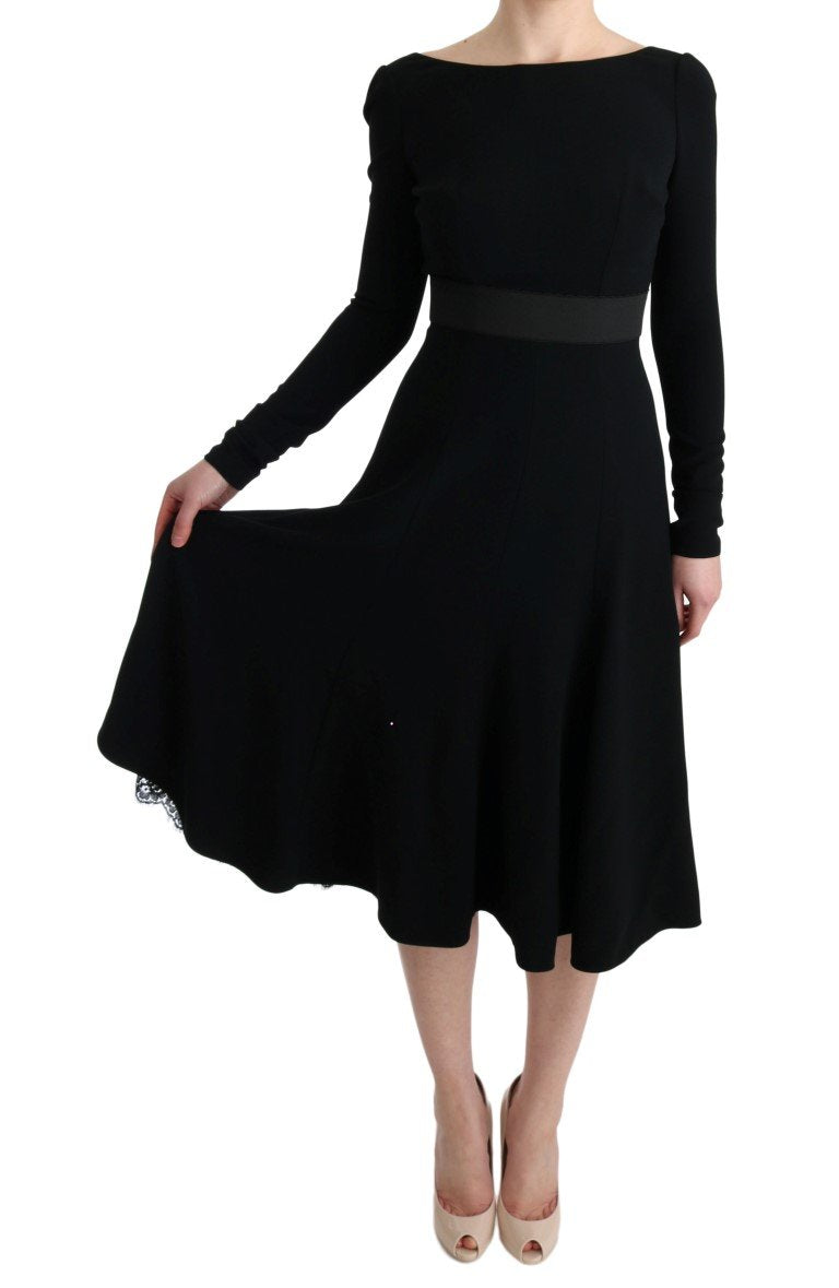 Black Stretch Lace Gown Sheath Dress