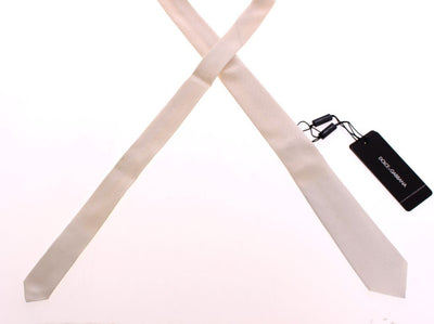White Silk Pattern Slim Neck Tie