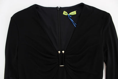 Black Stretch Sleeves Sheath Dress