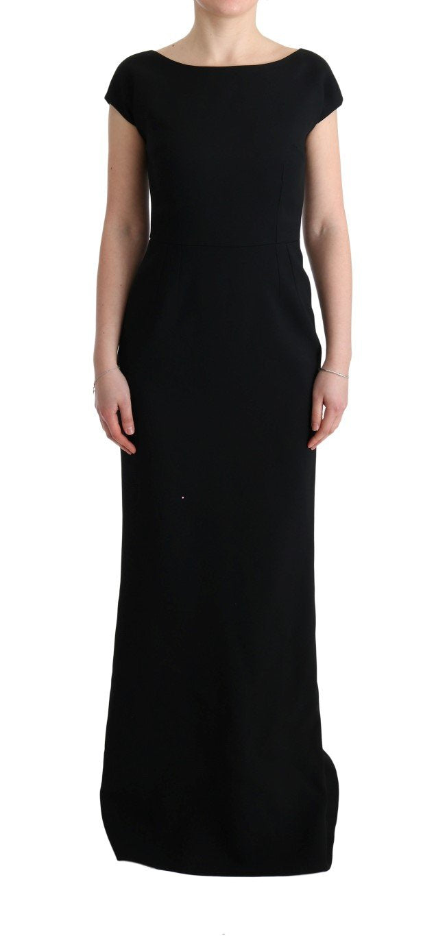 Black Stretch Long Gown Sheath Dress