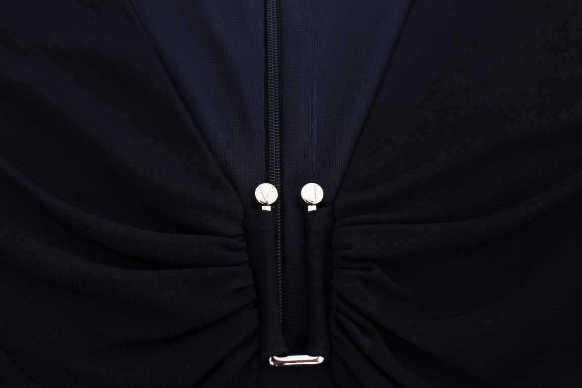Black Stretch Sleeves Sheath Dress