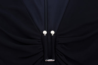 Black Stretch Sleeves Sheath Dress
