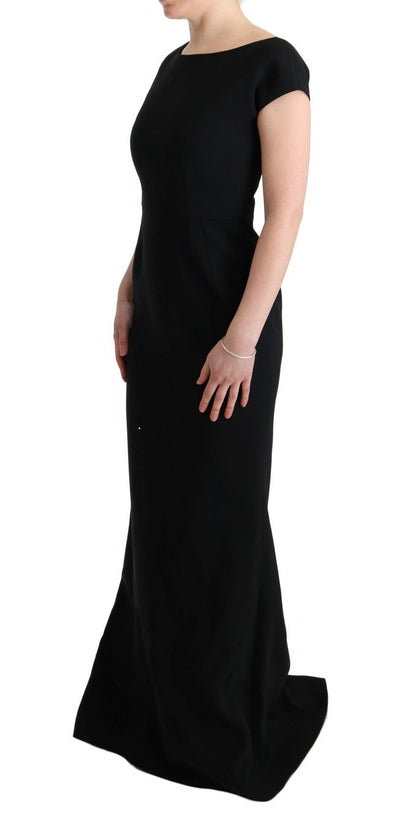Black Stretch Long Gown Sheath Dress