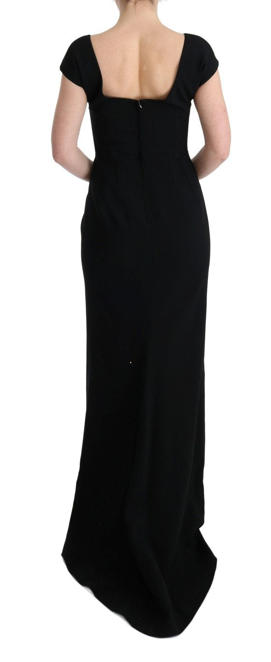 Black Stretch Long Gown Sheath Dress