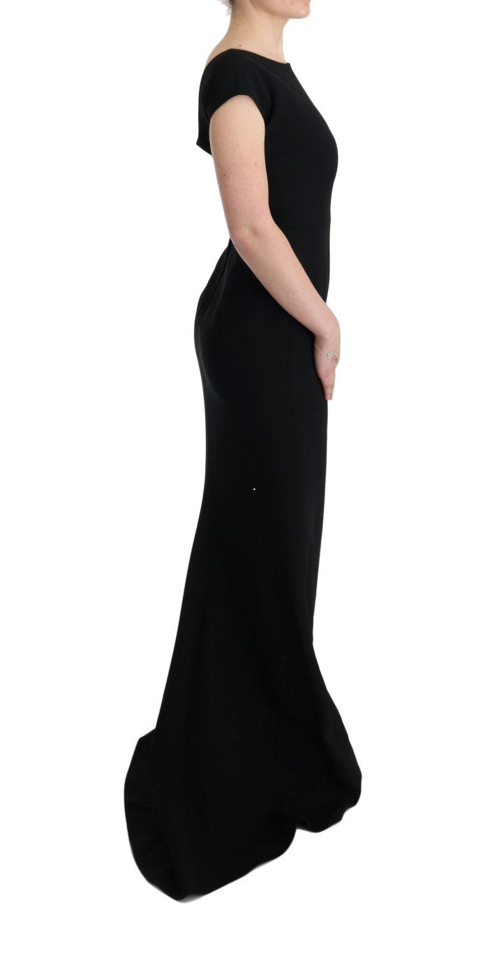 Black Stretch Long Gown Sheath Dress