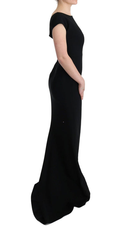 Black Stretch Long Gown Sheath Dress