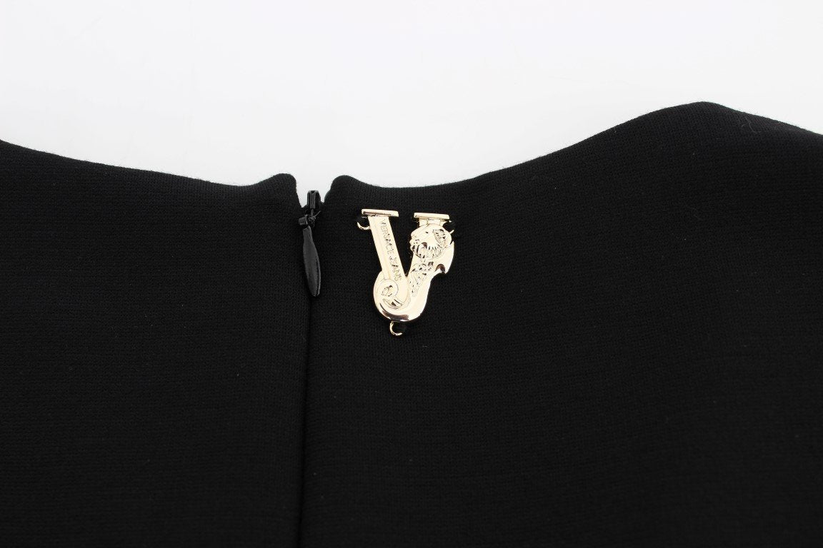 Black Stretch Sleeves Sheath Dress