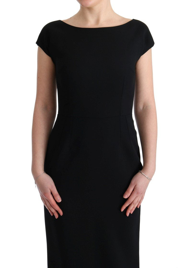 Black Stretch Long Gown Sheath Dress