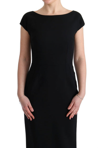 Black Stretch Long Gown Sheath Dress