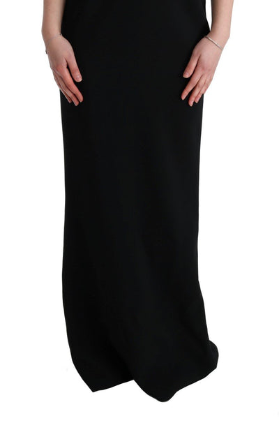 Black Stretch Long Gown Sheath Dress