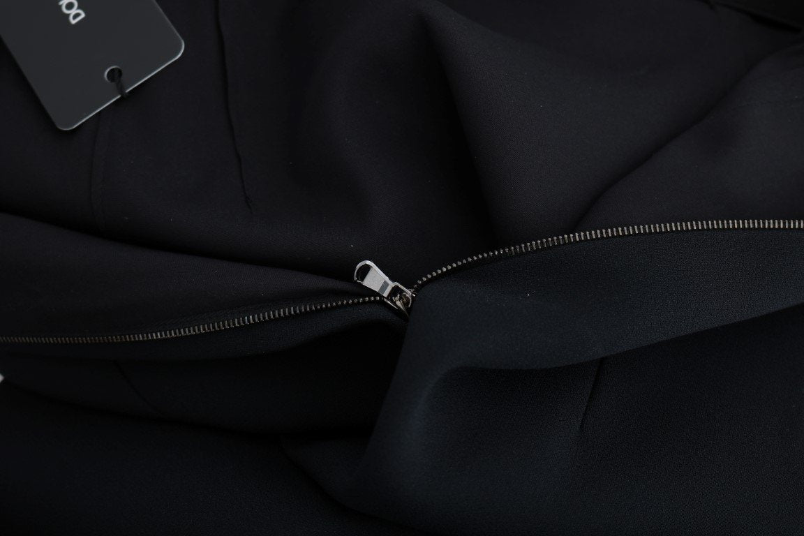 Black Stretch Long Gown Sheath Dress