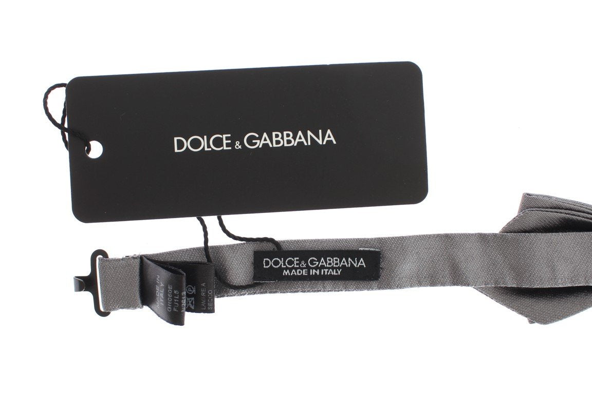 Silver Solid 100% Silk Neck Bow Tie
