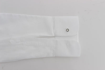 White Cotton Dress GOLD Slim Fit Shirt