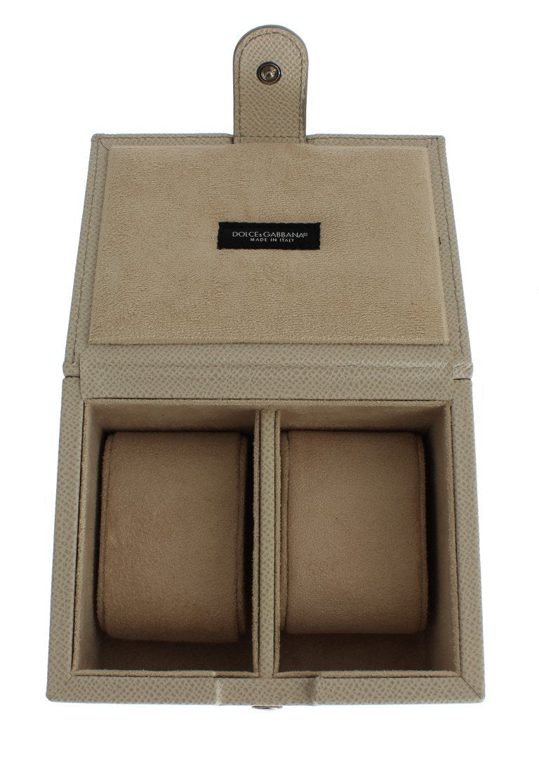 White Leather Unisex Two Watch Case Cover Box Storage