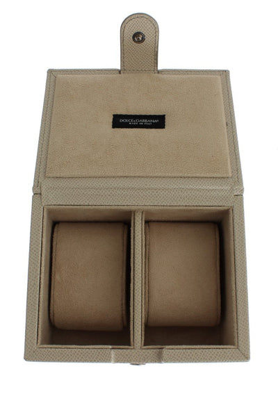 White Leather Unisex Two Watch Case Cover Box Storage