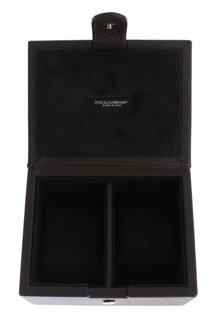 Brown Leather Unisex Two Watch Case Cover Box Storage