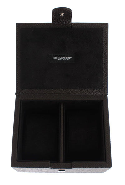 Brown Leather Unisex Two Watch Case Cover Box Storage