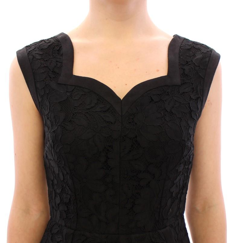 Black floral lace sicily runway dress