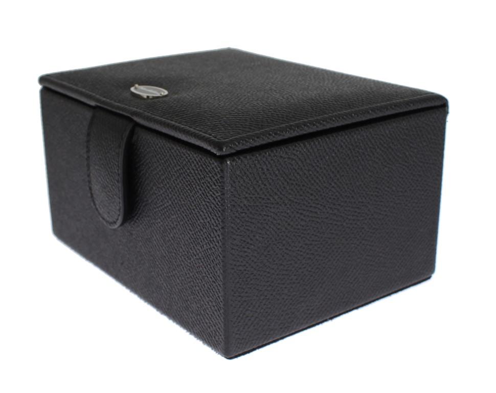 Black Leather Unisex Two Watch Case Cover Box Storage
