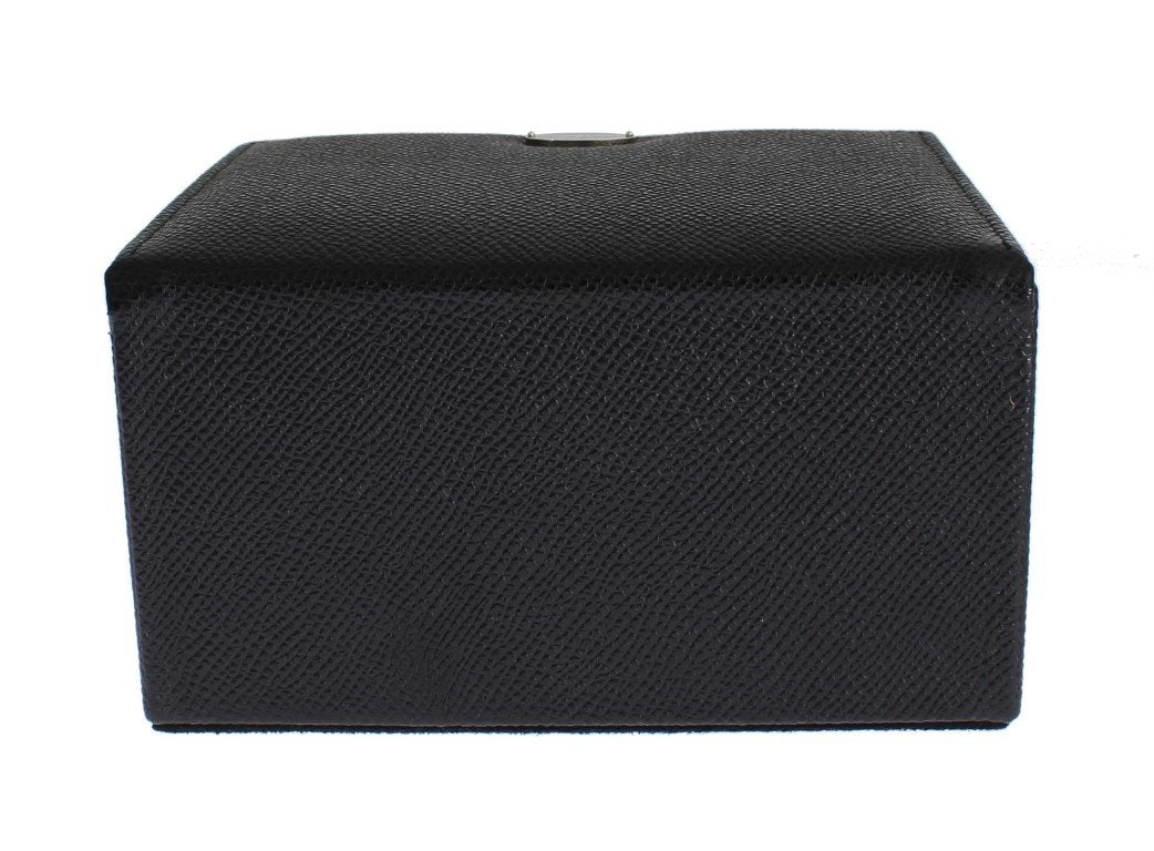 Black Leather Unisex Two Watch Case Cover Box Storage