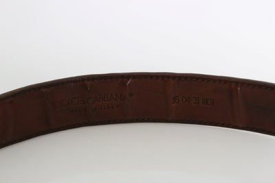 Brown Leather Logo Antique Buckle Belt