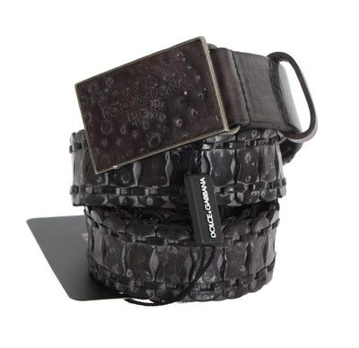 Black Leather Casual Logo Buckle Belt