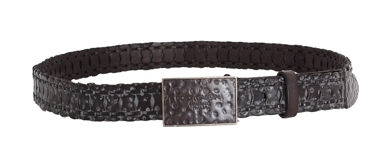 Black Leather Casual Logo Buckle Belt