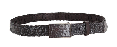 Black Leather Casual Logo Buckle Belt