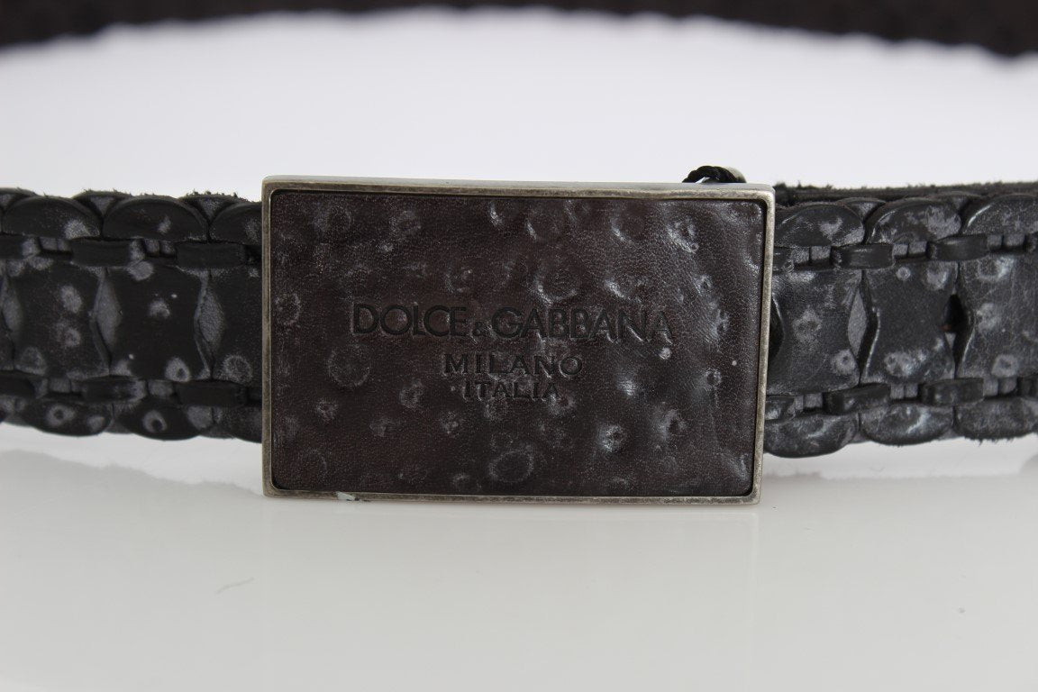 Black Leather Casual Logo Buckle Belt